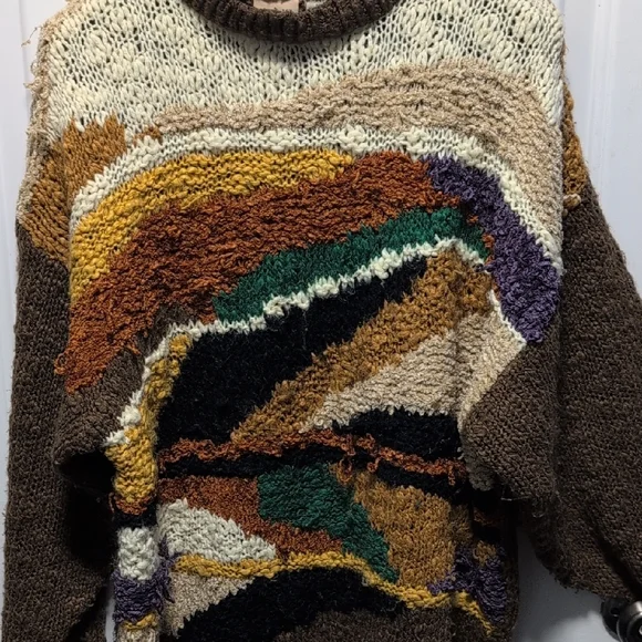 Vintage Multicolor Abstract Knit Sweater - Picture 2 of 5
